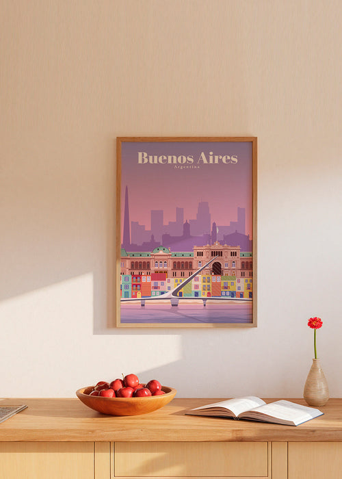Quadro de viagem: Buenos Aires ilustrado e colorido