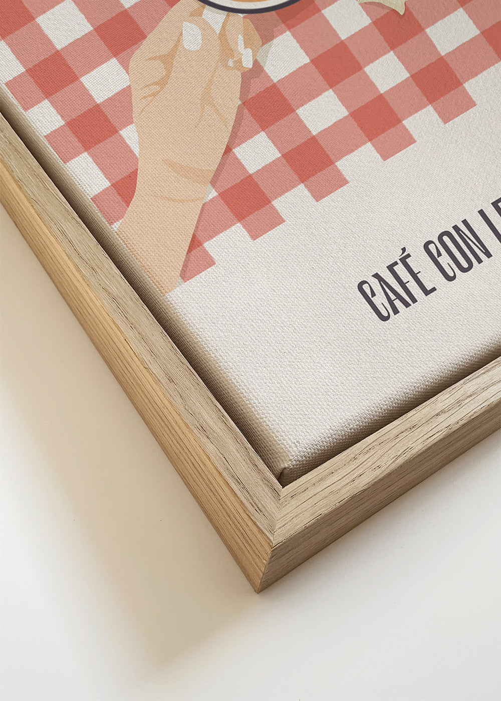 Arte para cozinha Café com leite em xadrez vichy