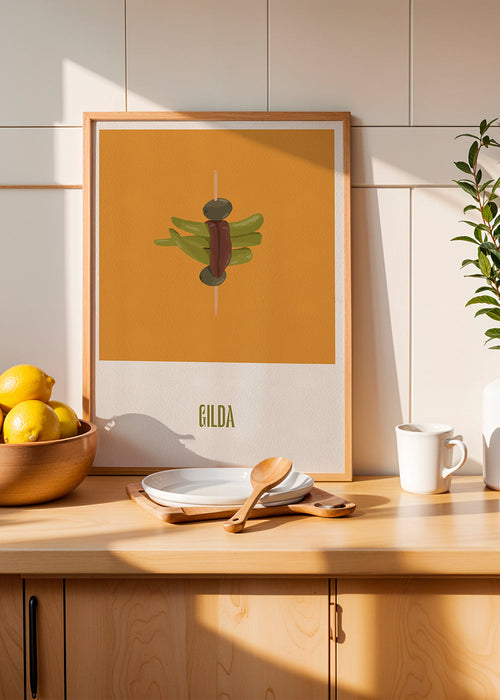 Arte para cozinha Gilda espetada ilustrada