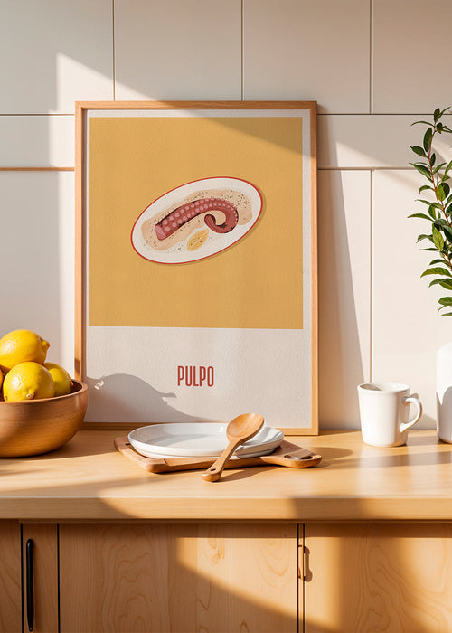 Arte para cozinha: polvo em prato minimal