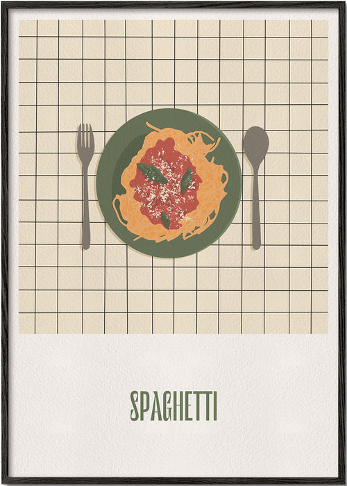 Arte para cozinha Spaghetti vista de cima