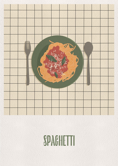 Arte para cozinha Spaghetti vista de cima