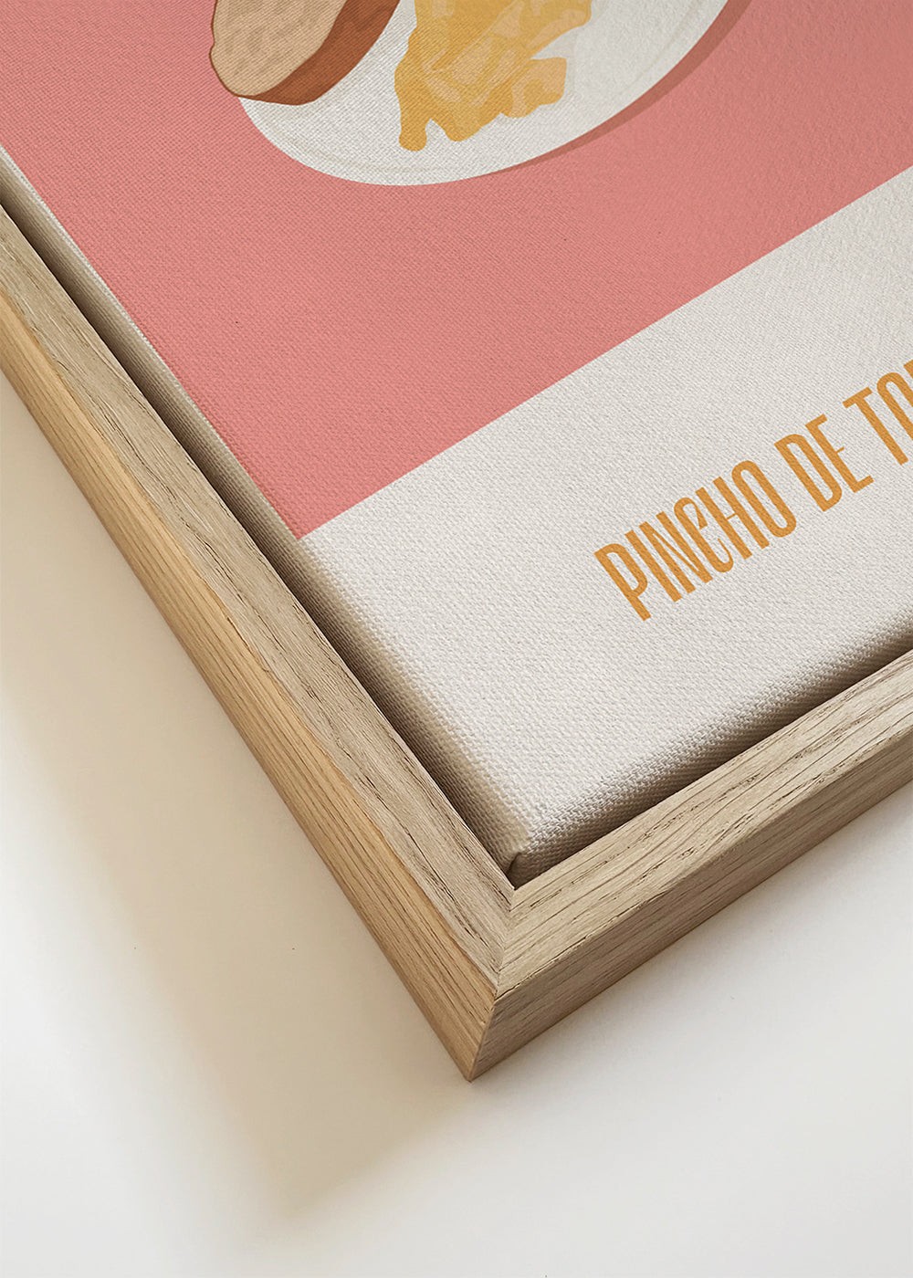 Arte para cozinha: pincho de tortilla em fundo rosa