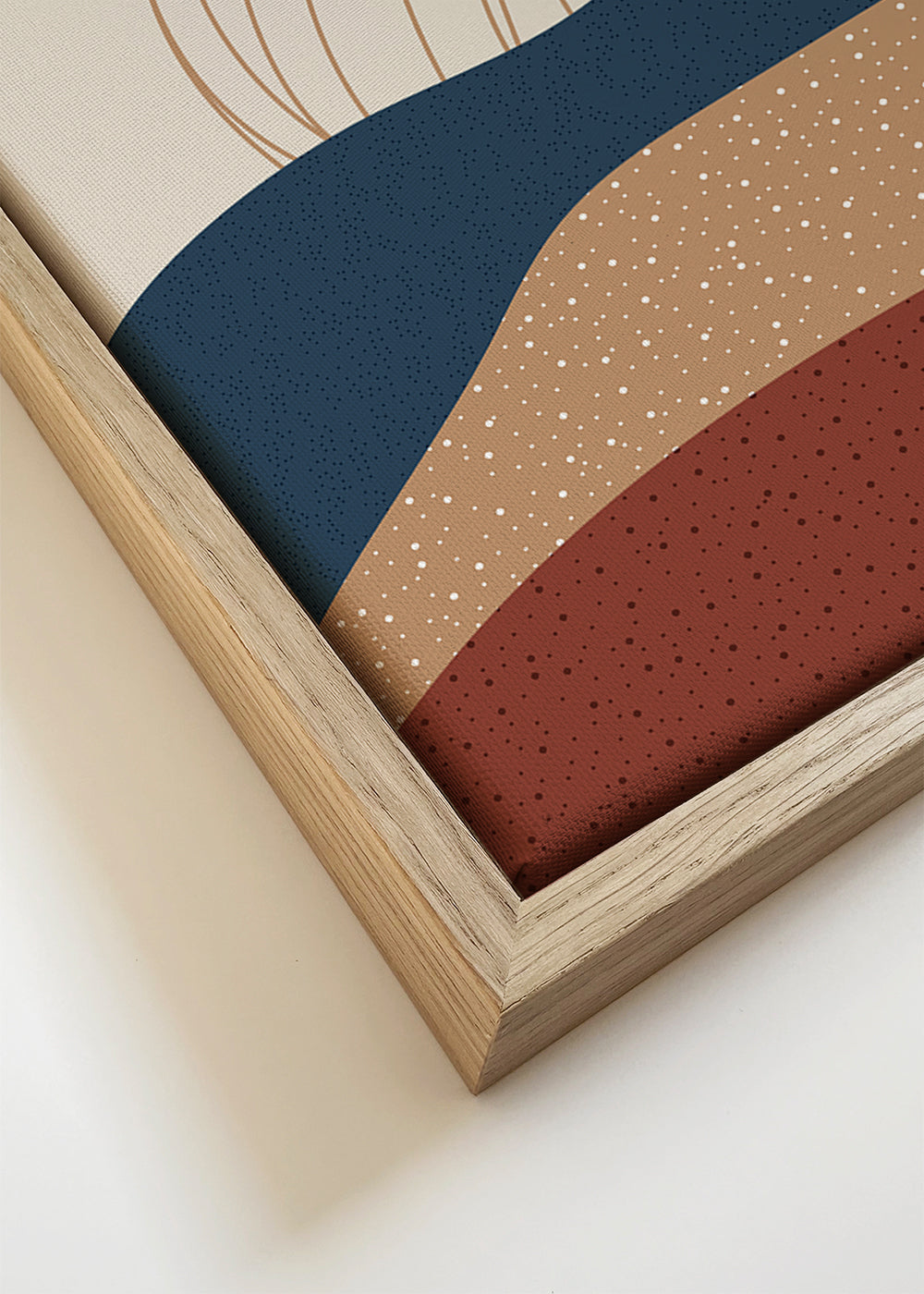 Quadro abstrato com arco e camadas terrosas