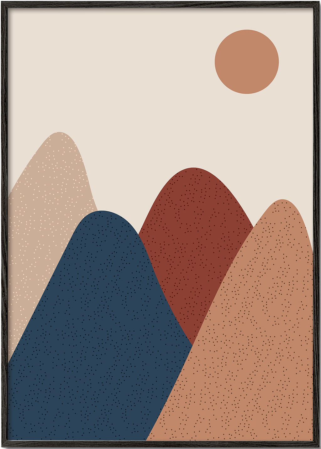 Quadro de paisagem: montanhas minimalistas em tons quentes