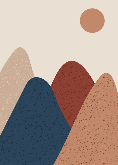 Quadro de paisagem: montanhas minimalistas em tons quentes