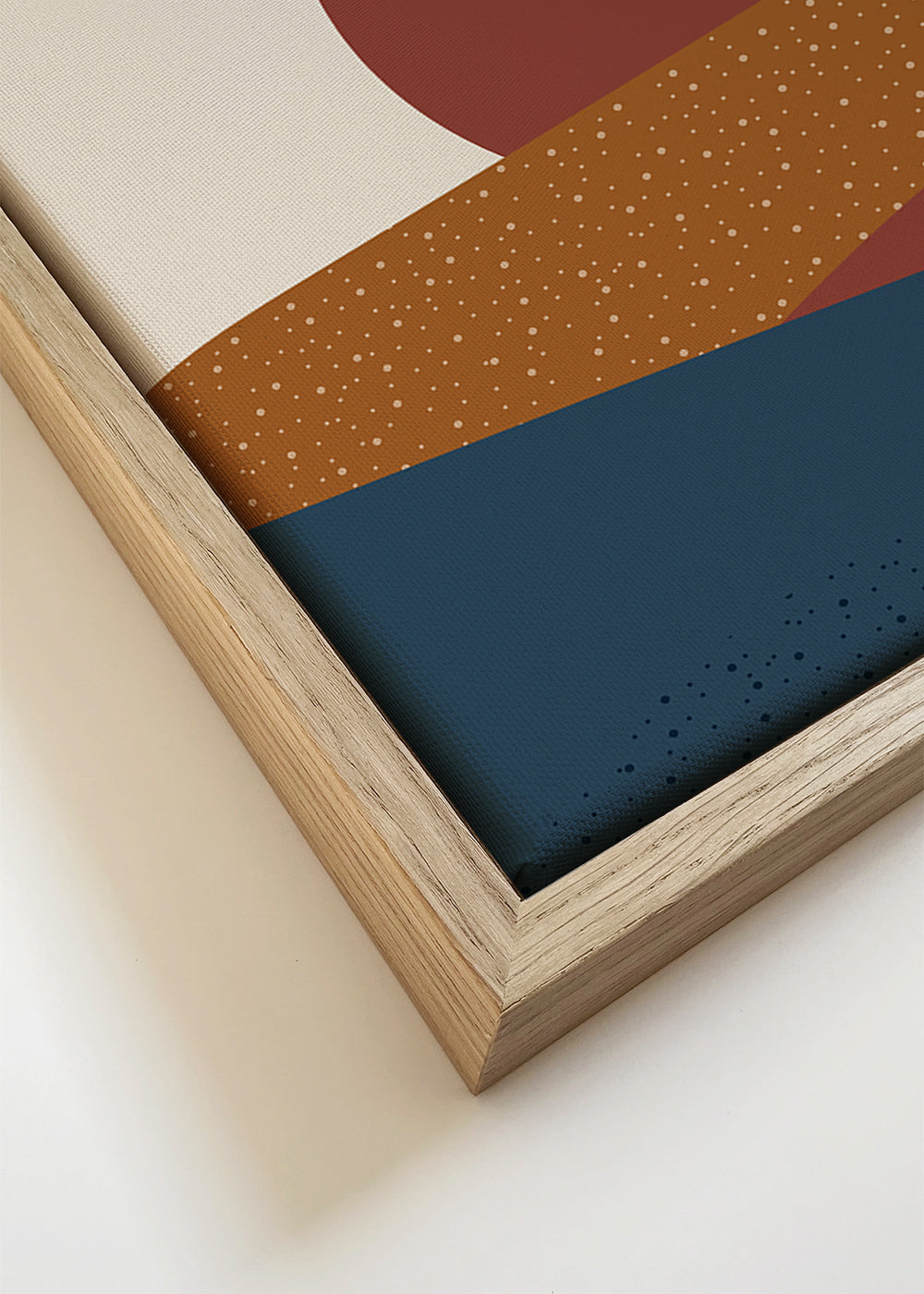 Obra abstrata: sol terracota e camadas onduladas