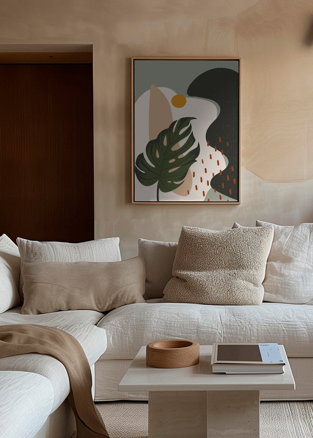 Estampa botânica com folha de monstera estilizada
