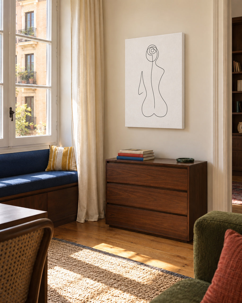 Sitting Beauty - Unframed canvas in an interior