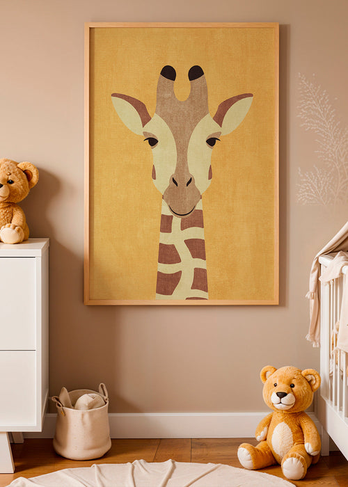 Estampa infantil girafa em fundo ocre