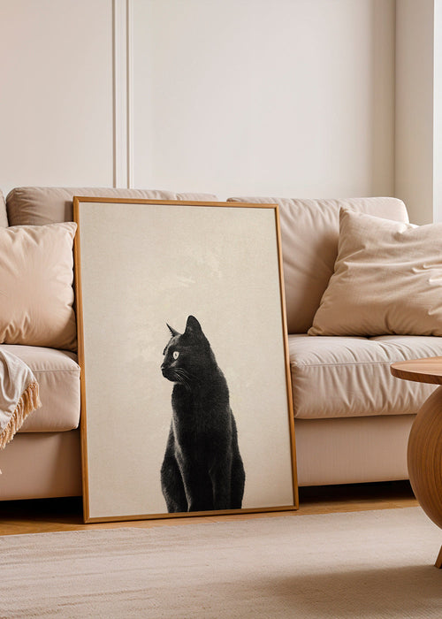 Quadro gato preto de perfil