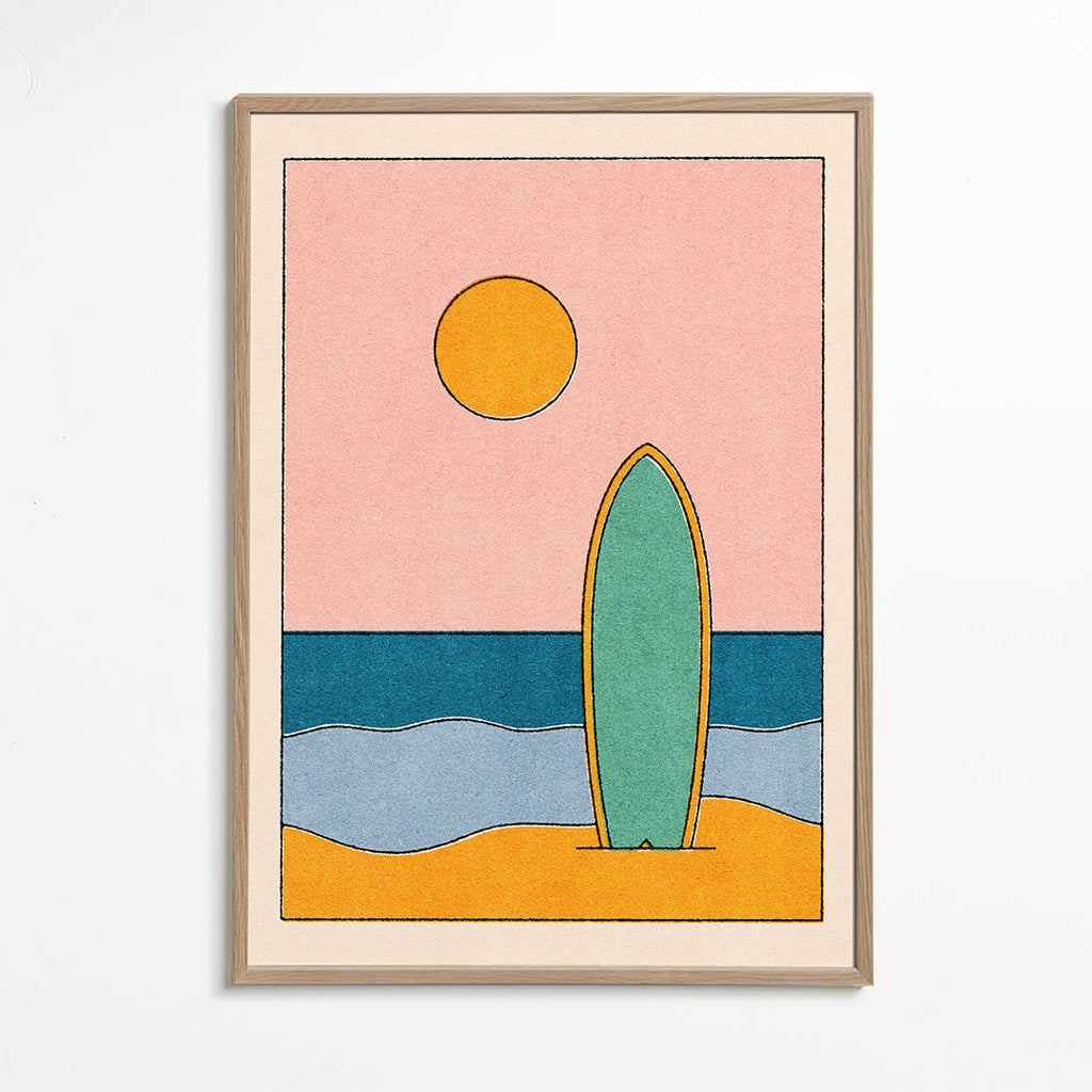 Quadro de paisagem com prancha de surf