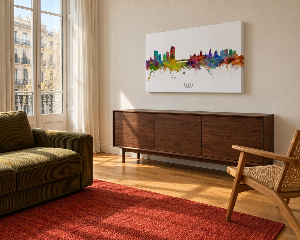 Leeds Skyline multicolor - Unframed canvas in an interior