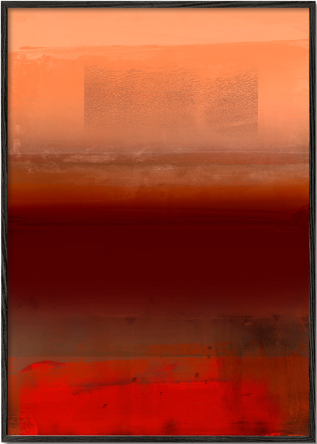 Quadro abstrato com camadas quentes laranja e vermelho