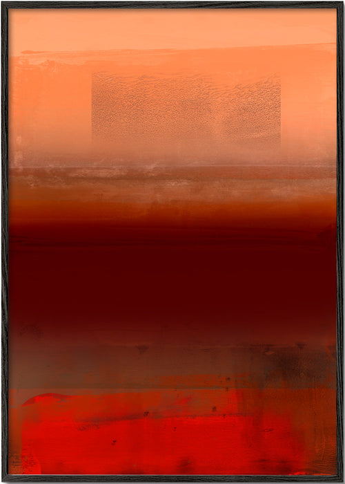 Quadro abstrato com camadas quentes laranja e vermelho