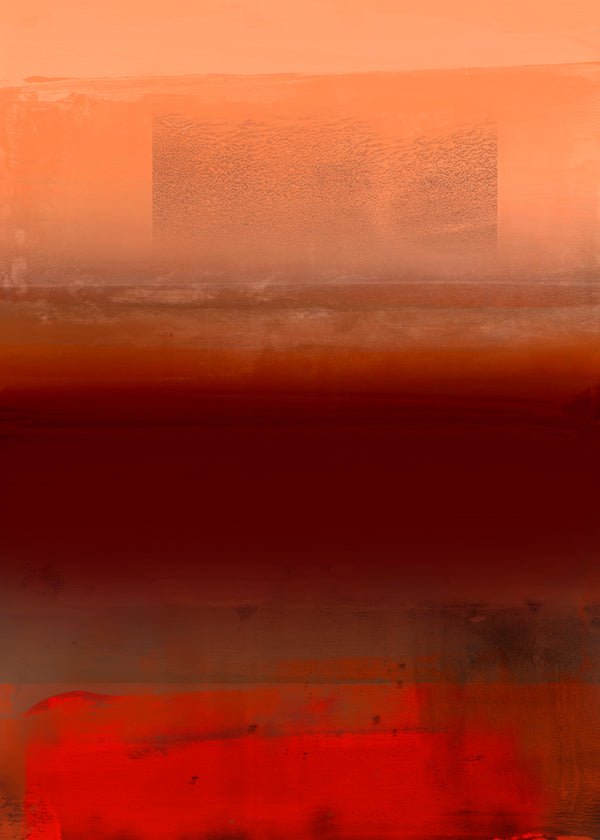Quadro abstrato com camadas quentes laranja e vermelho