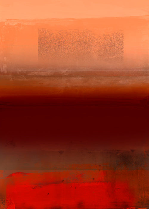 Quadro abstrato com camadas quentes laranja e vermelho
