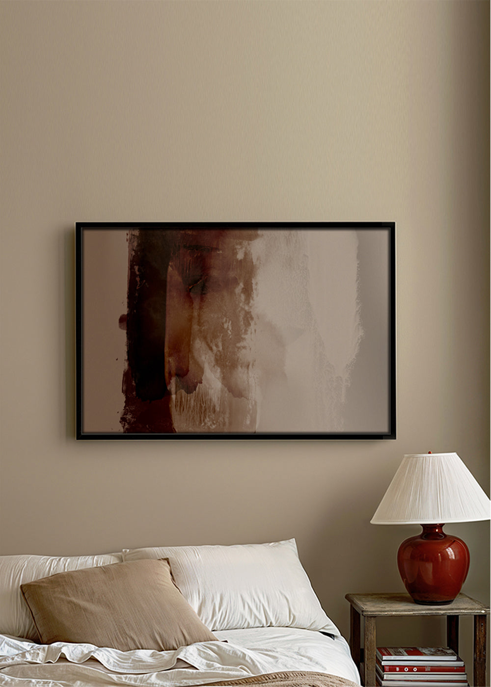 Obra abstrata orgânica tons terra
