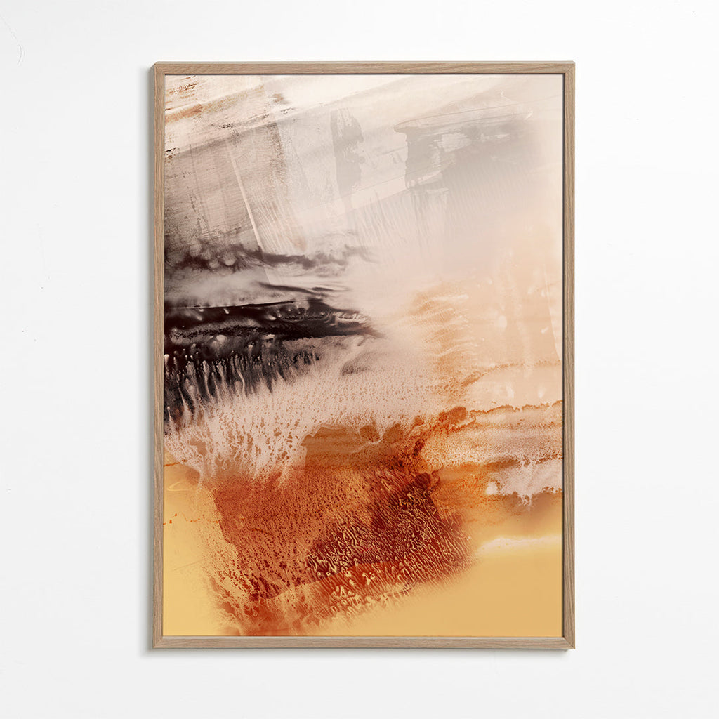 Quadro abstrato textura orgânica amarelo e marrom