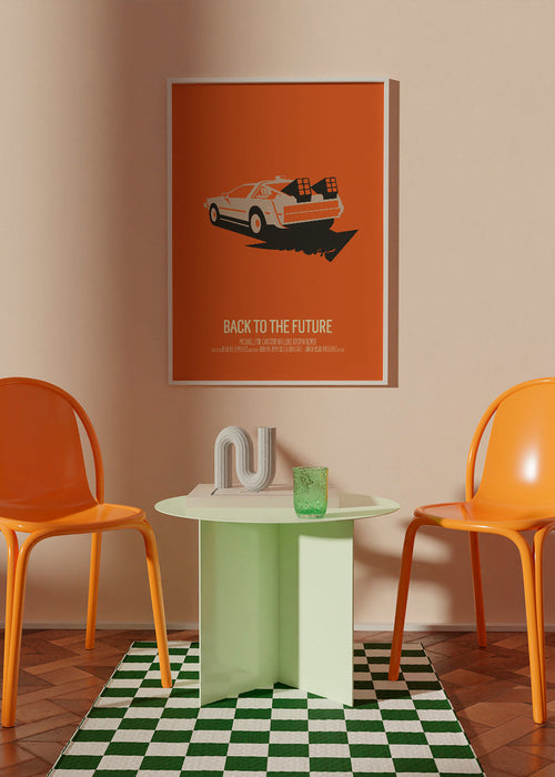 Print vintage DeLorean laranja