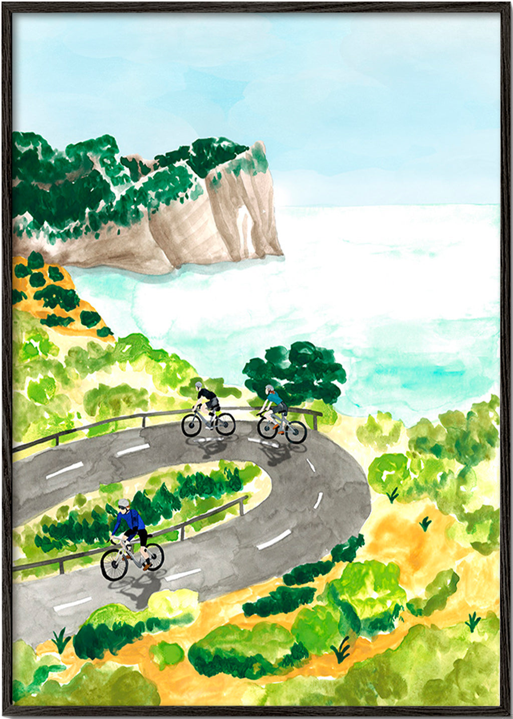 Quadro desportivo com ciclismo costeiro