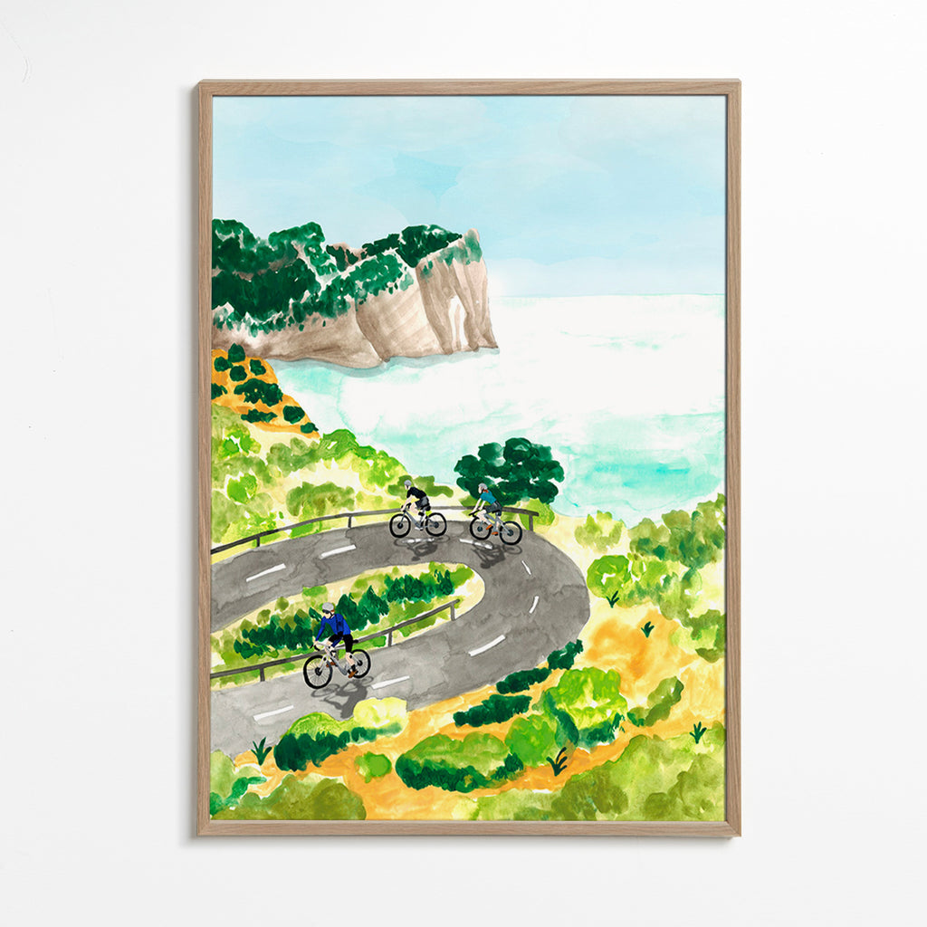 Quadro desportivo com ciclismo costeiro
