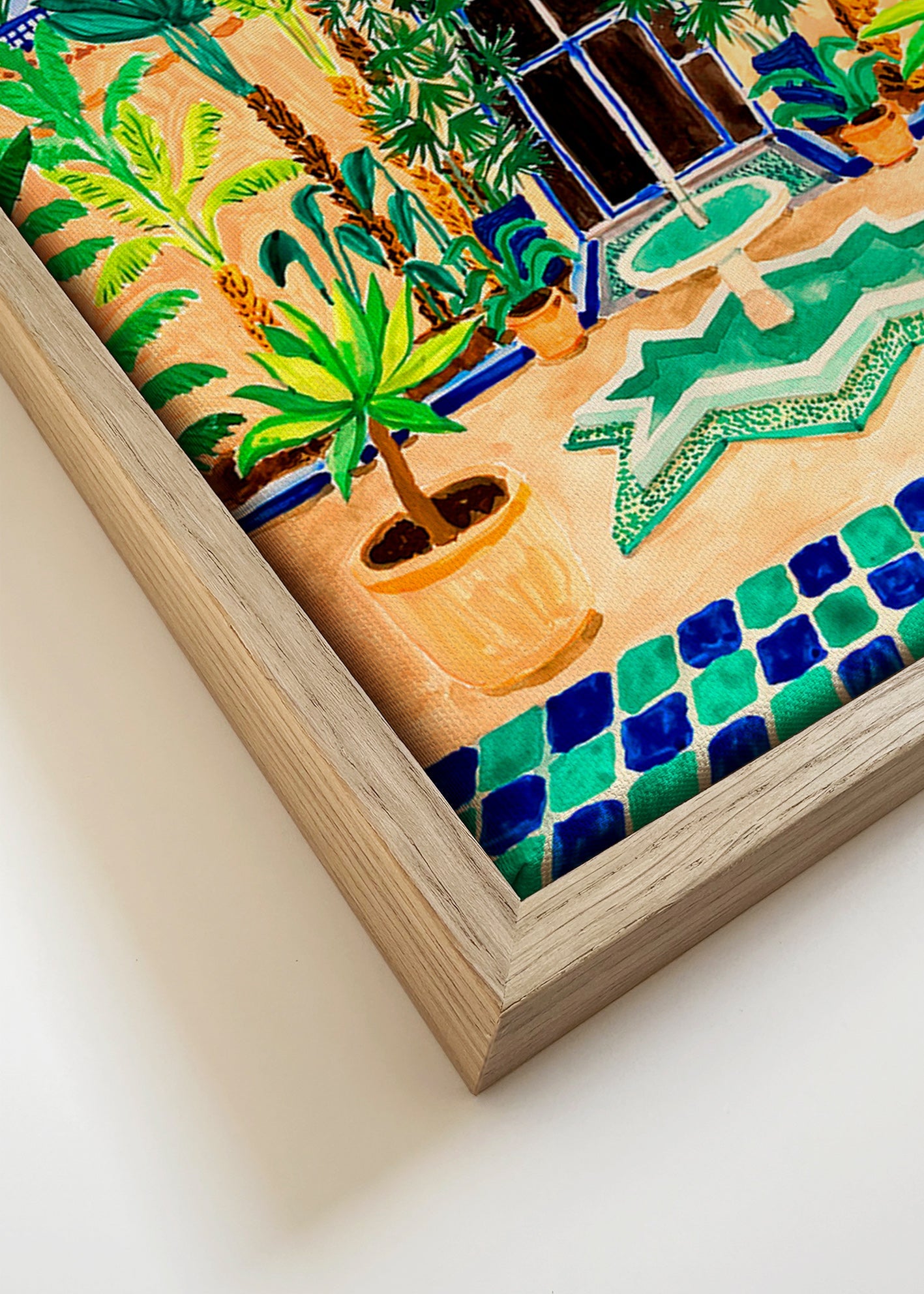 Estampa botânica Pátio com fonte e azulejos