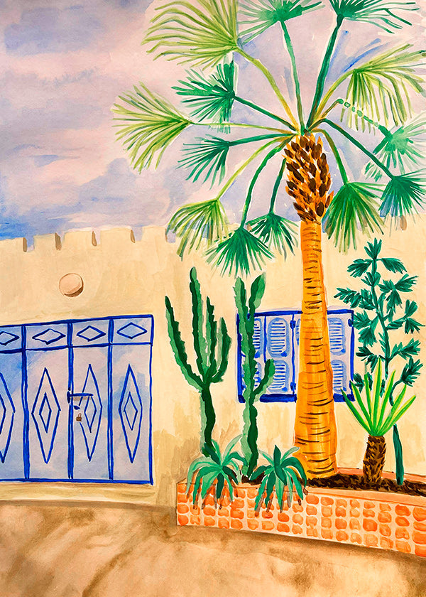 Arte para cidade: rua marroquina com palmeira