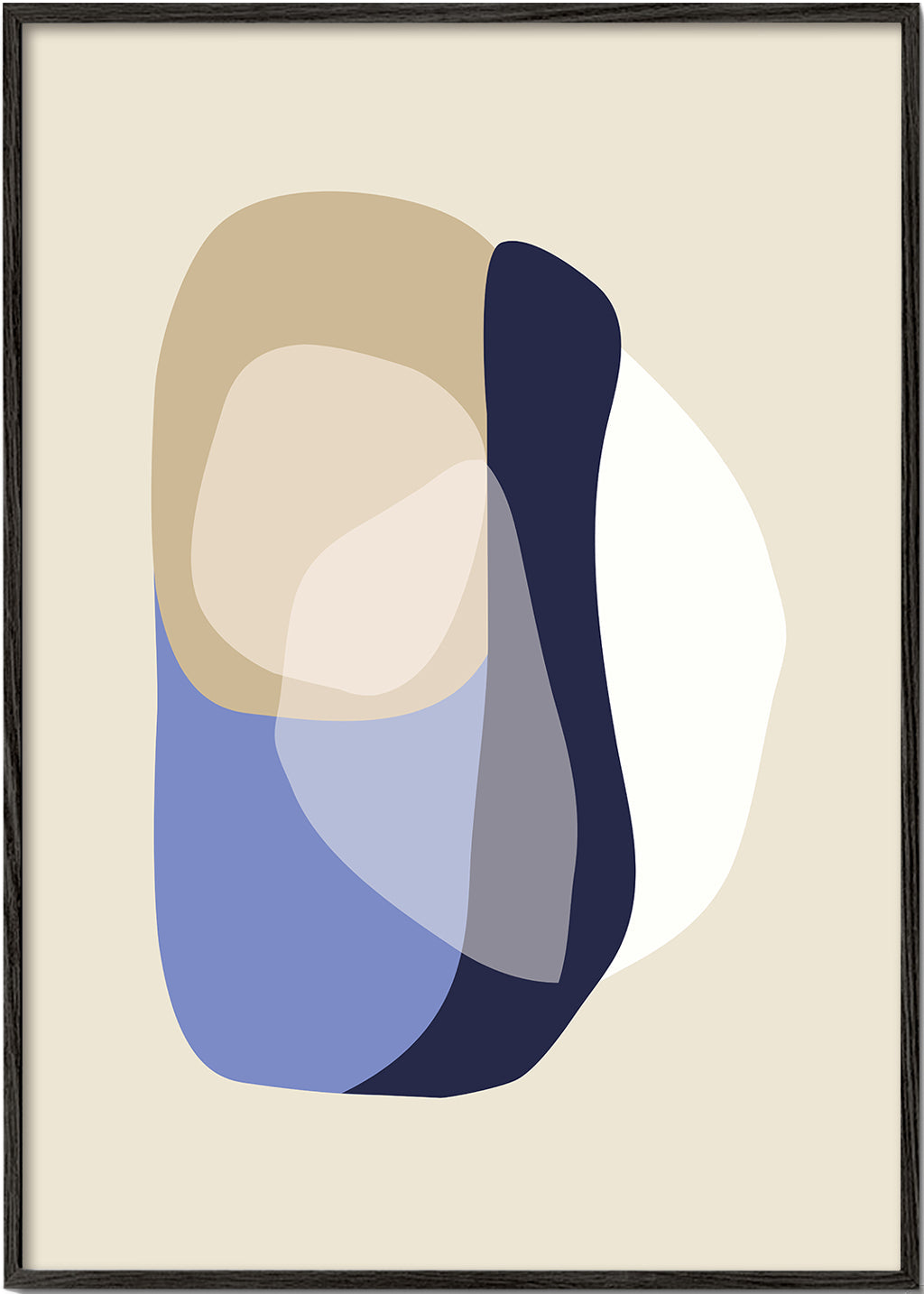 Design minimal com formas orgânicas bege e azul