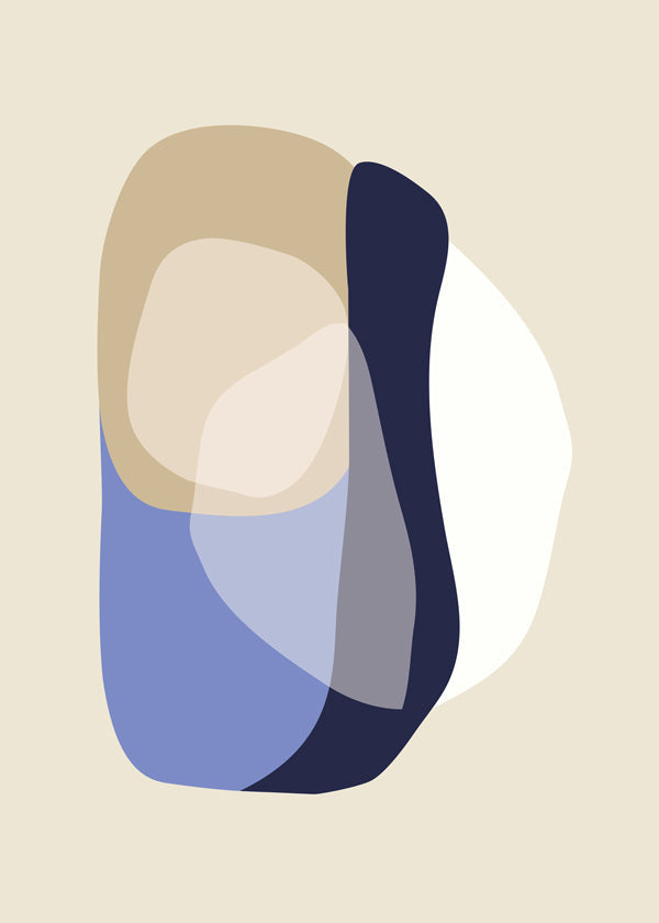 Design minimal com formas orgânicas bege e azul