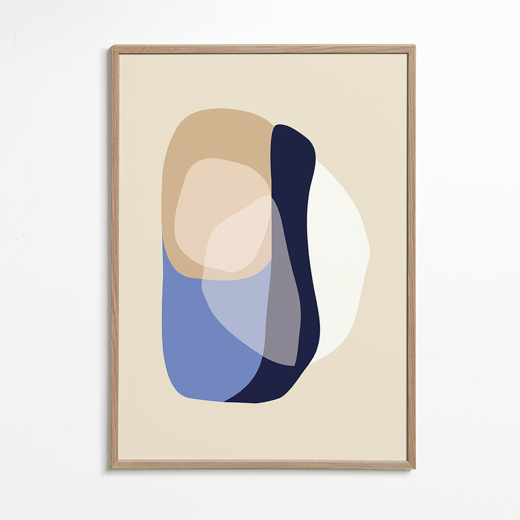 Design minimal com formas orgânicas bege e azul