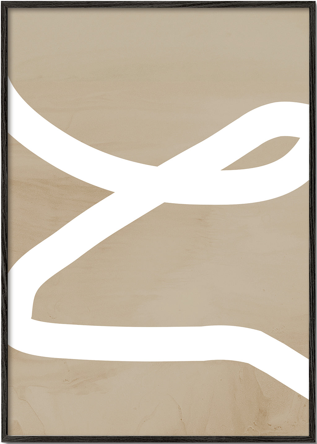 Quadro minimalista traço branco sobre bege