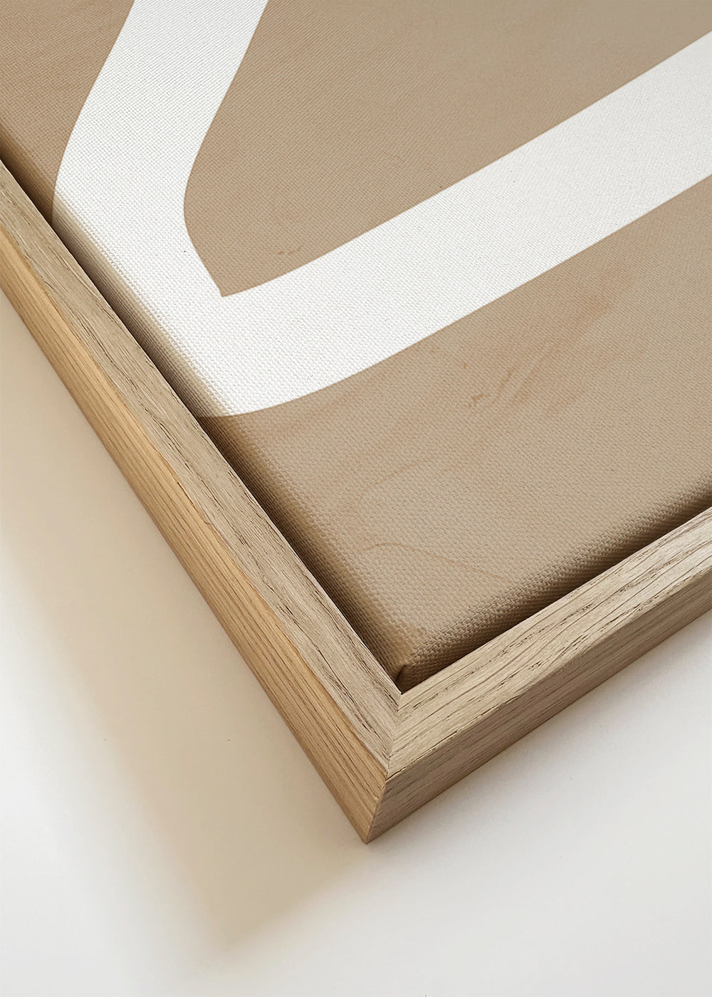 Quadro minimalista traço branco sobre bege