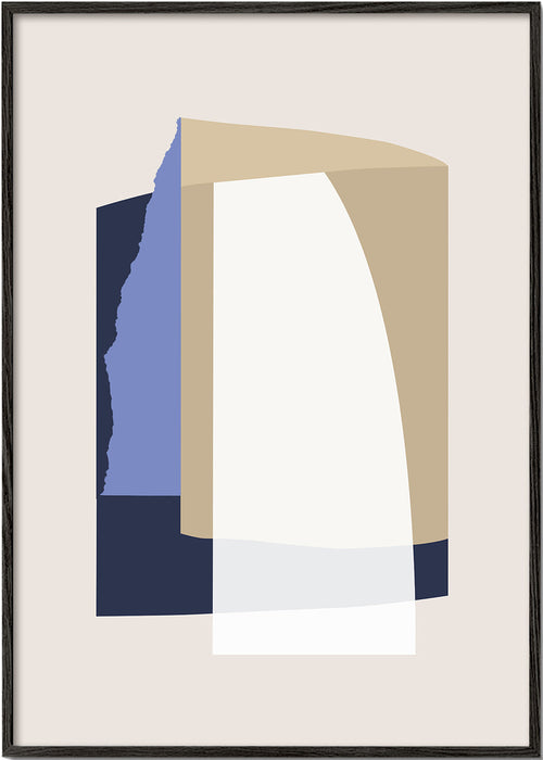 Quadro abstrato camadas curvas bege