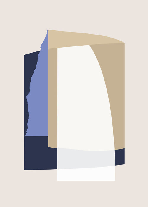 Quadro abstrato camadas curvas bege