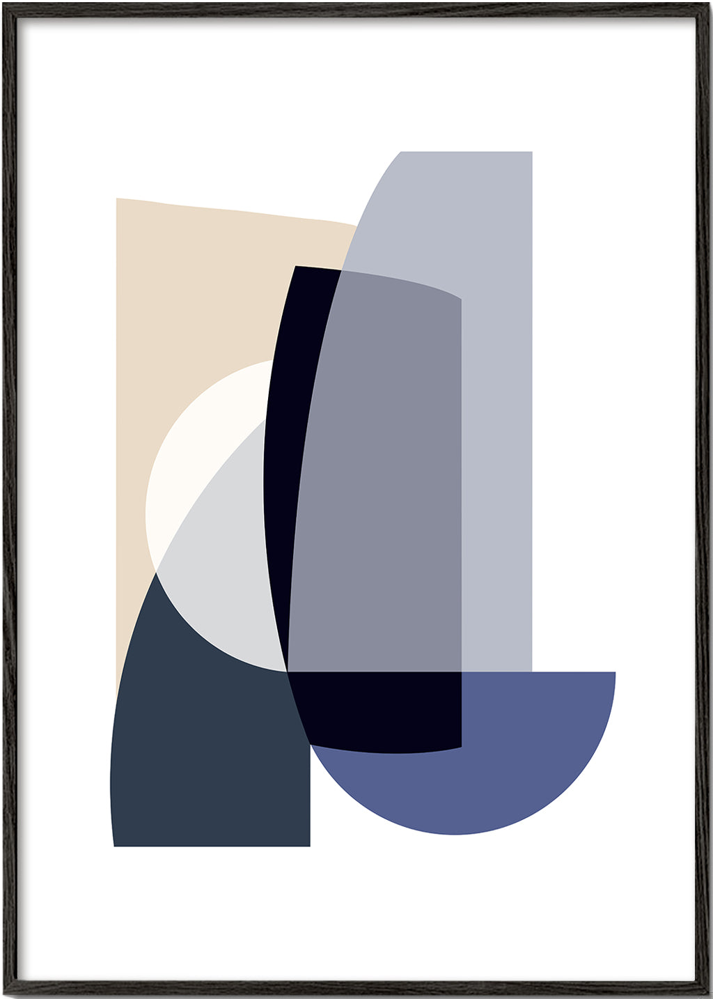 Obra abstrata com formas geométricas sobrepostas