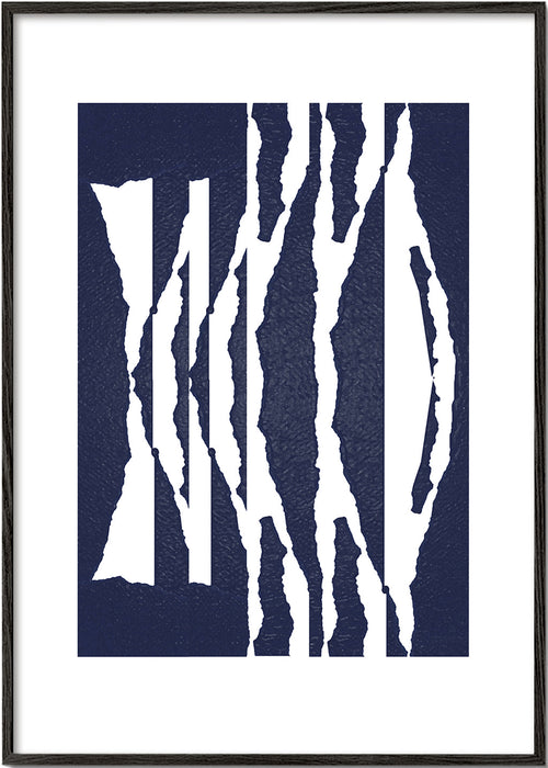 Obra abstrata vertical com rasgos rasgados