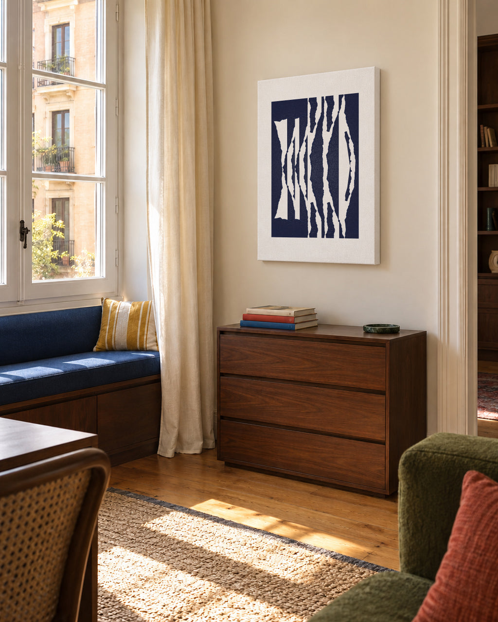 Torn II - Unframed canvas in an interior