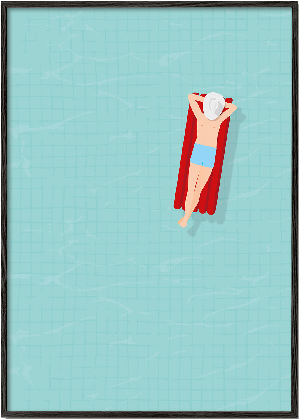 Ilustração colchão insuflável vermelho na piscina