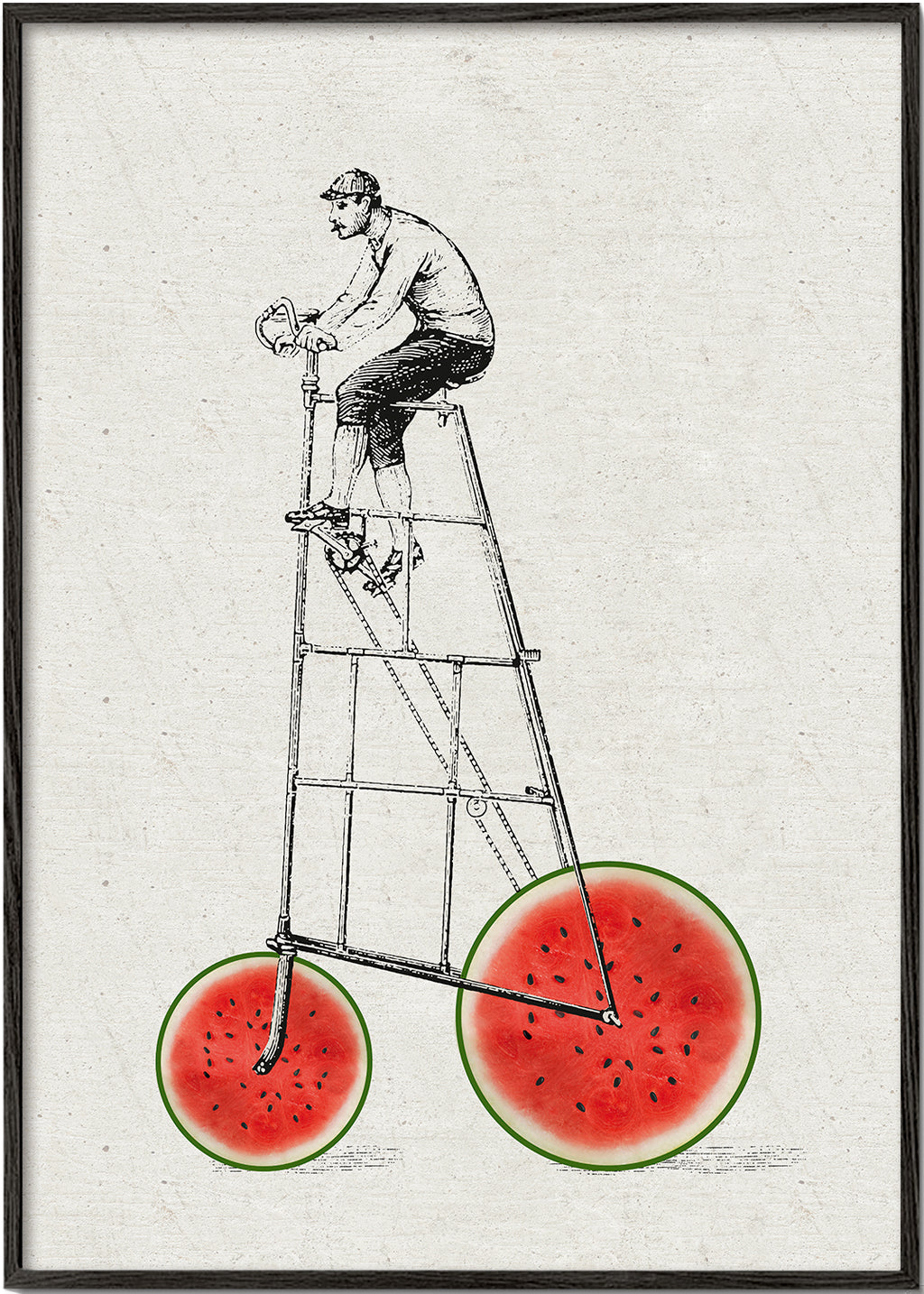 Arte para cozinha com bicicleta melancia