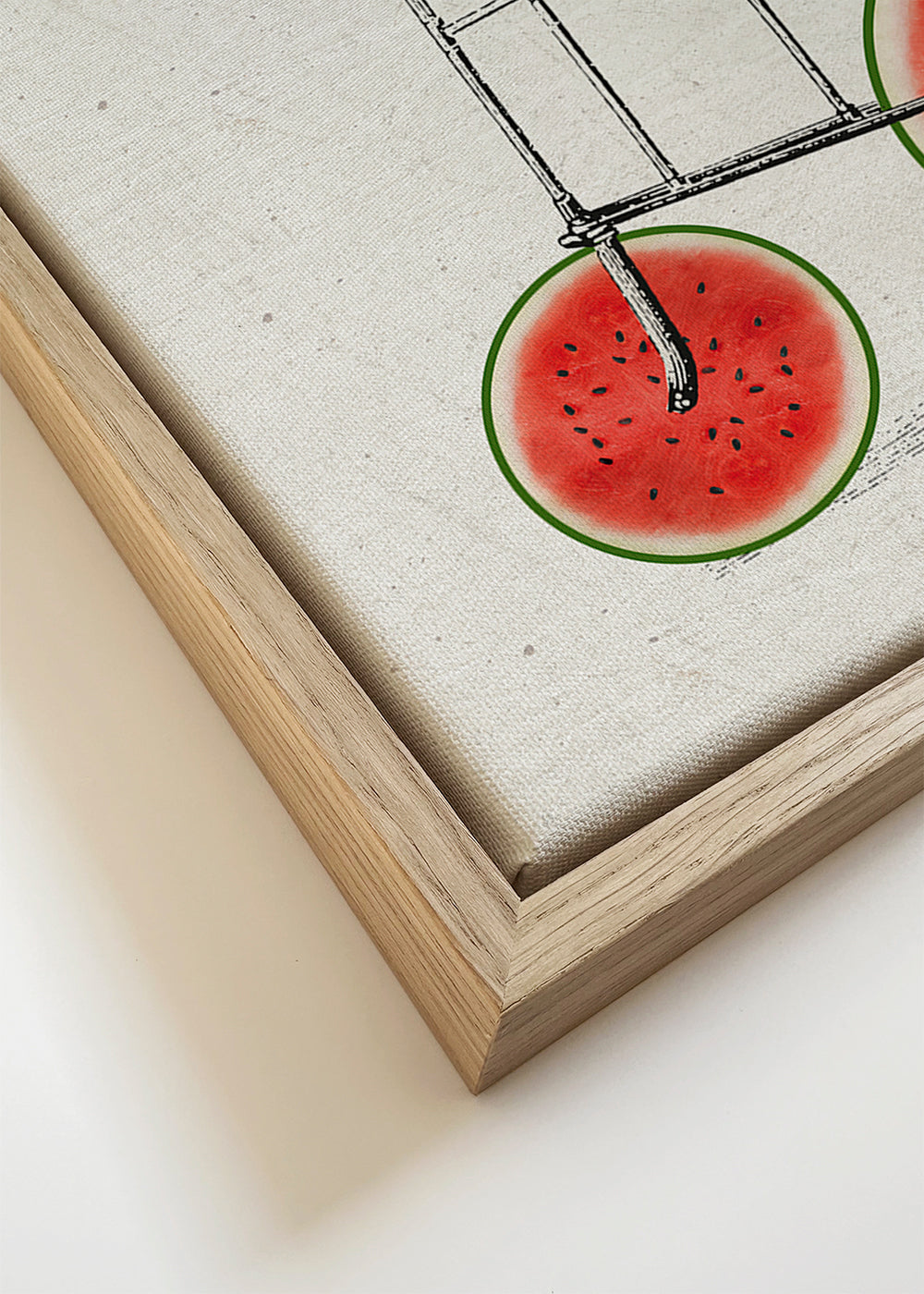Arte para cozinha com bicicleta melancia