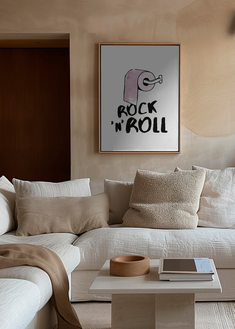 Ilustração rock com rolo de papel rosa