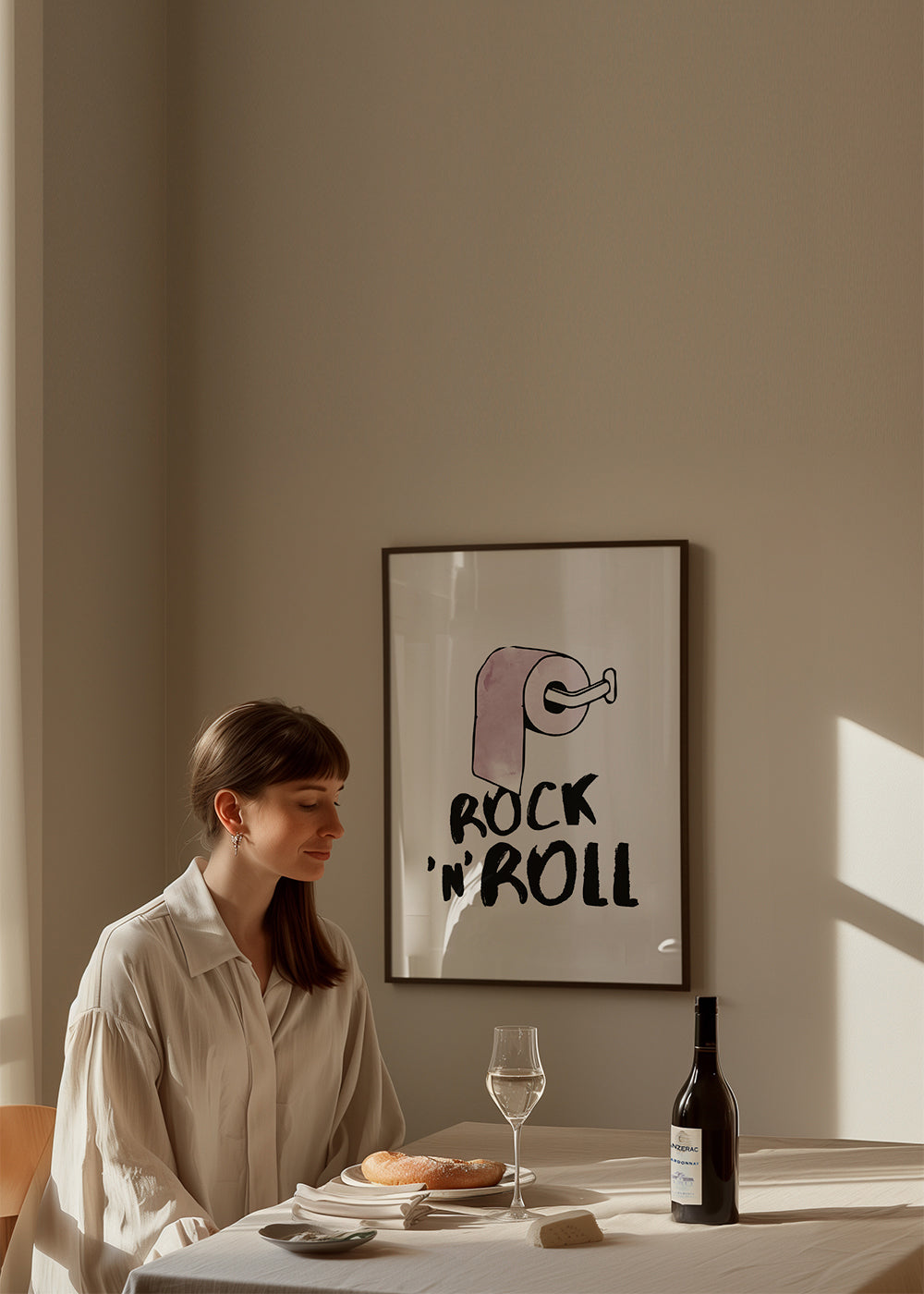 Ilustração rock com rolo de papel rosa