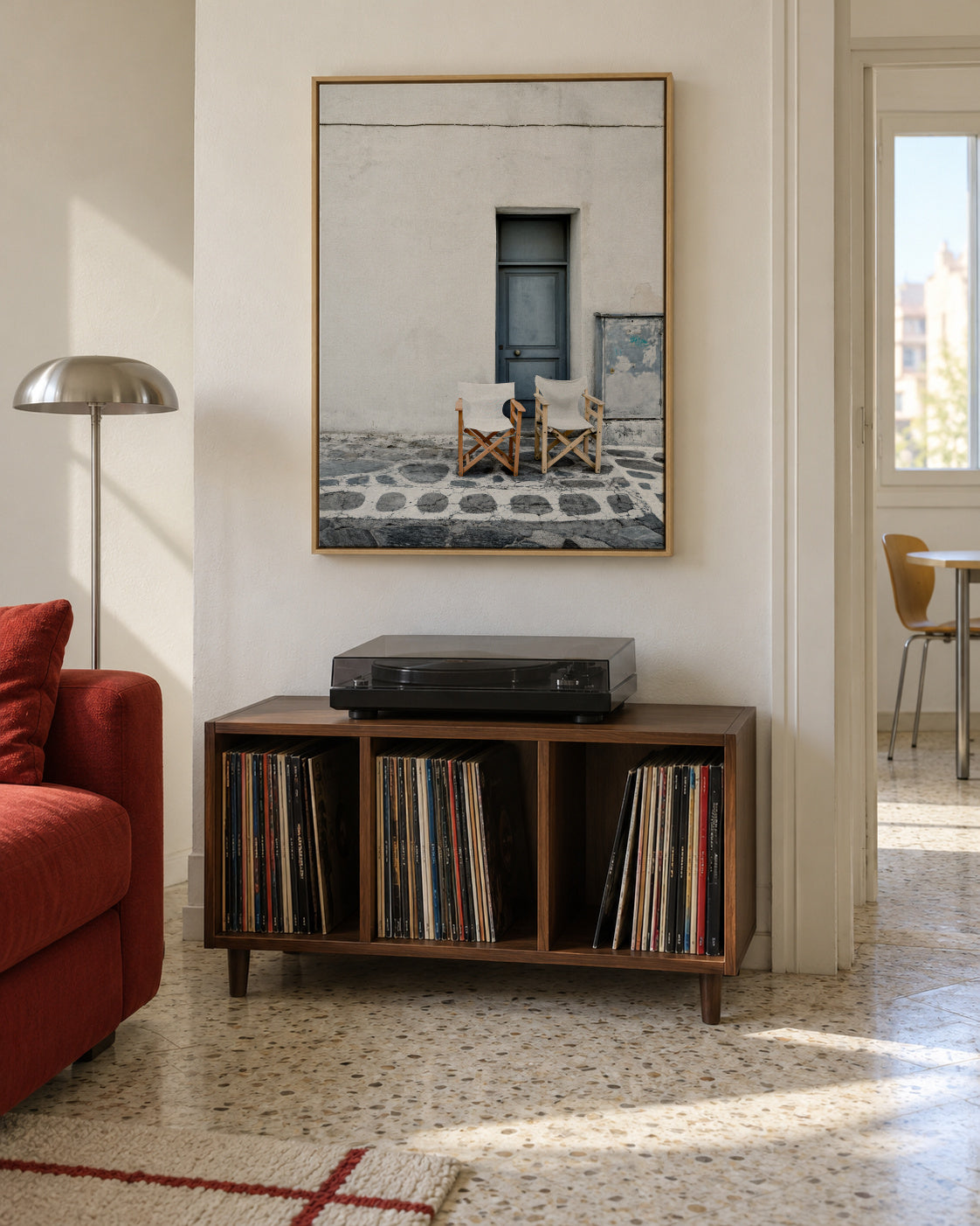 The Blue Door - Framed canvas in an interior