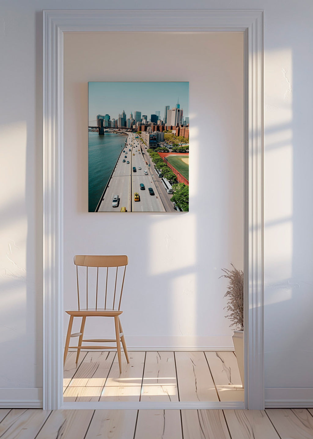 Poster de viagem: skyline e ponte a vista aérea – Canvas