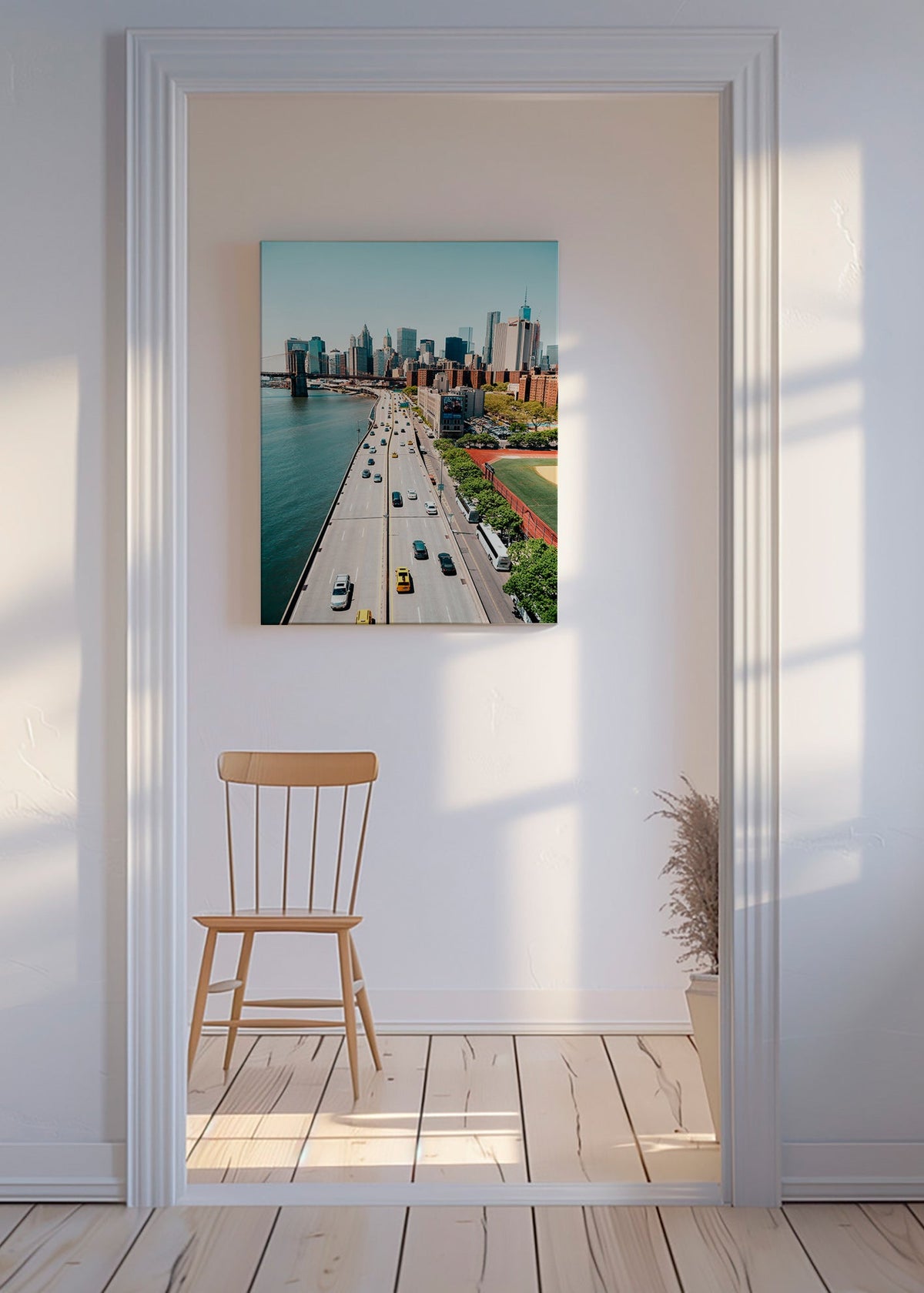 Poster de viagem: skyline e ponte a vista aérea – Canvas