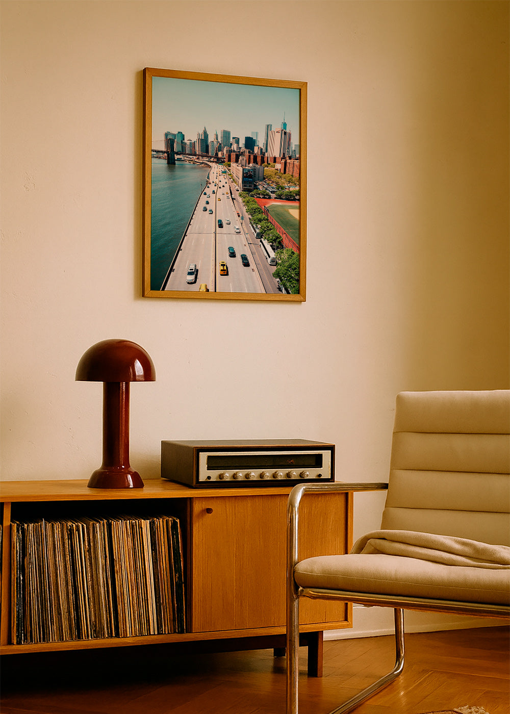 Poster de viagem: skyline e ponte a vista aérea – Product1