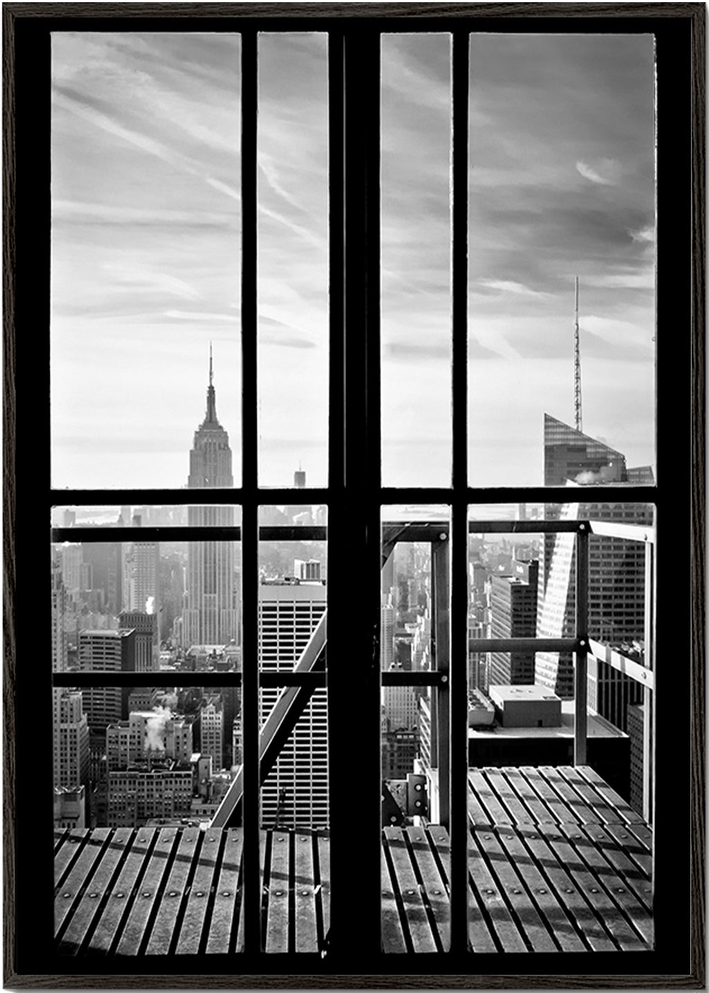 Quadro de cidades com vista pela janela – Black Frame