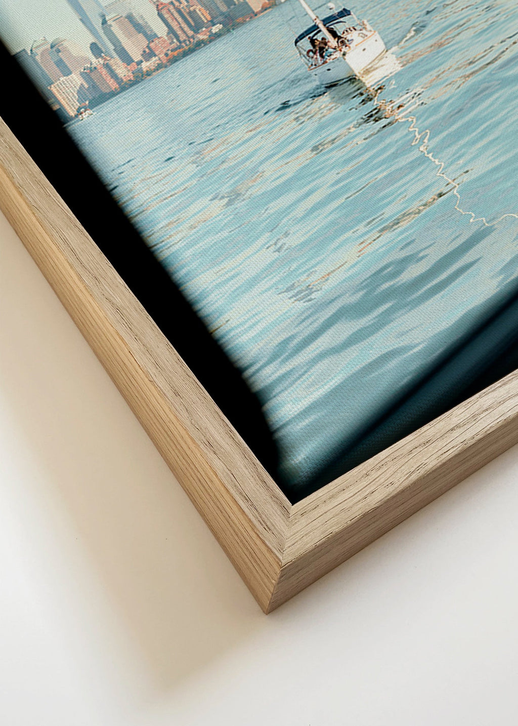 Quadro de viagem com veleiro e horizonte urbano – Canvas detail