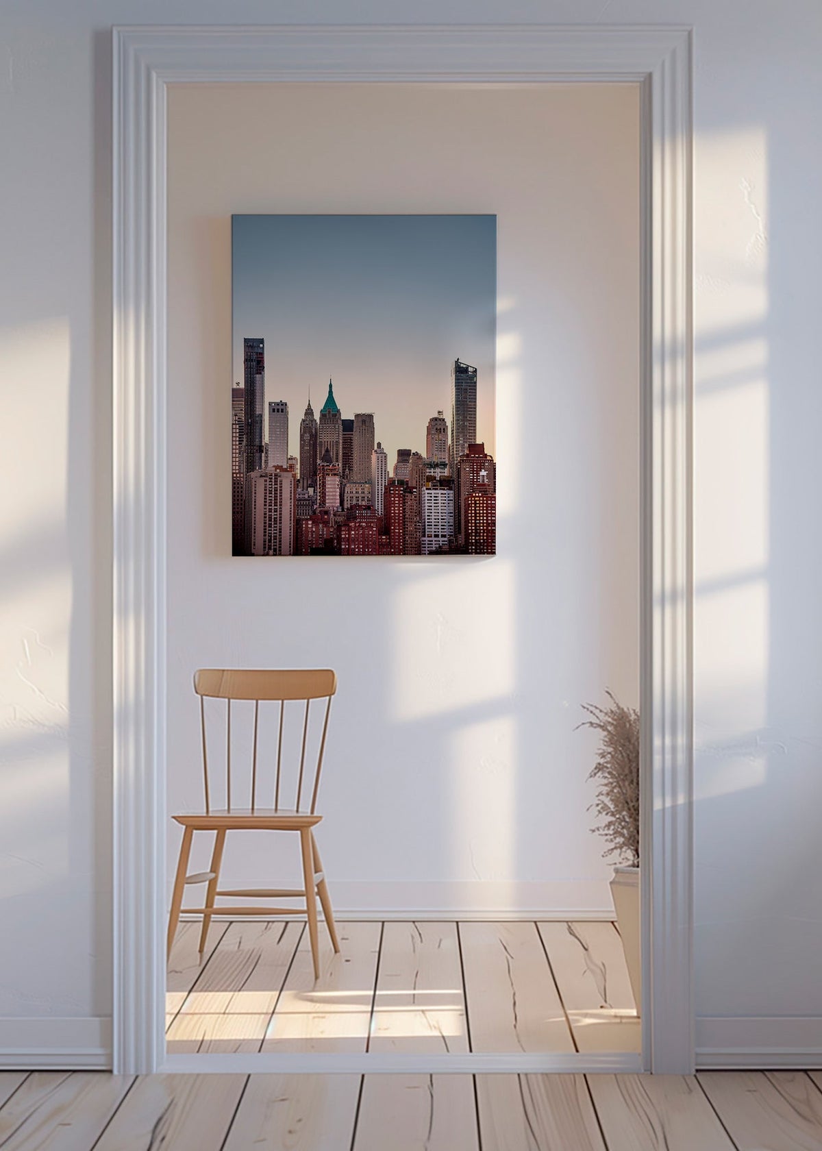 Poster de cidades com skyline ao anoitecer – Canvas